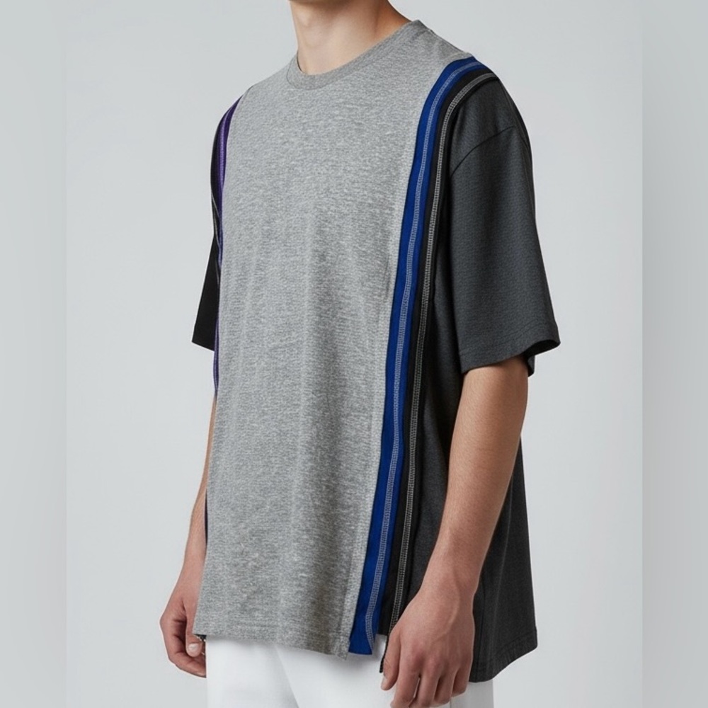 MNML minimal men’s re sewn vintage tee multi Grays cuts on side hems size large‎